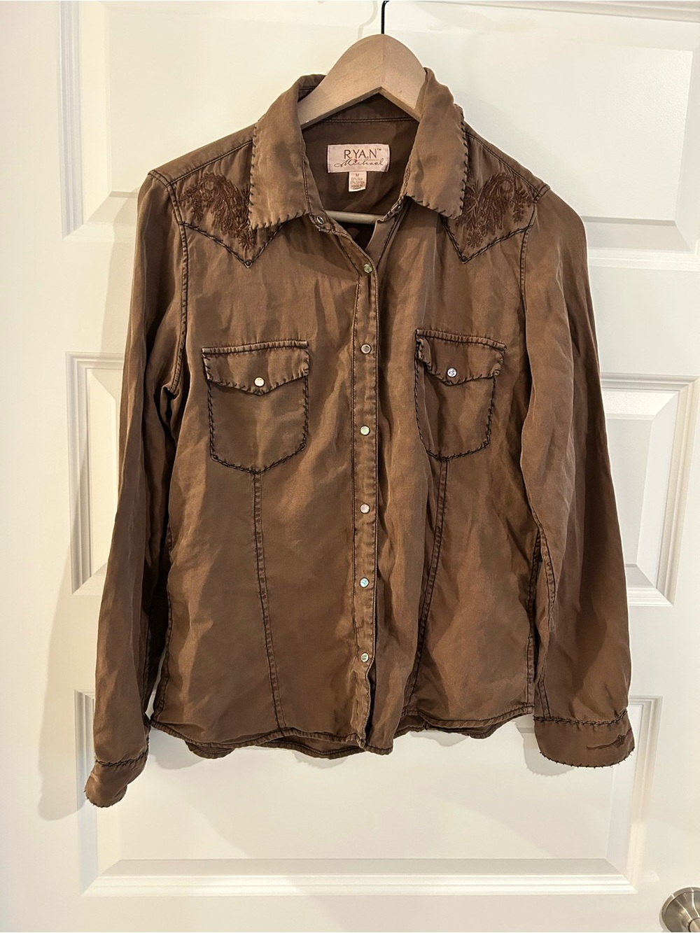 Ryan Michael Silk Blend Shirt Brown Size M